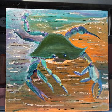 Blue Crab, 6 x 6, oil on canvas board