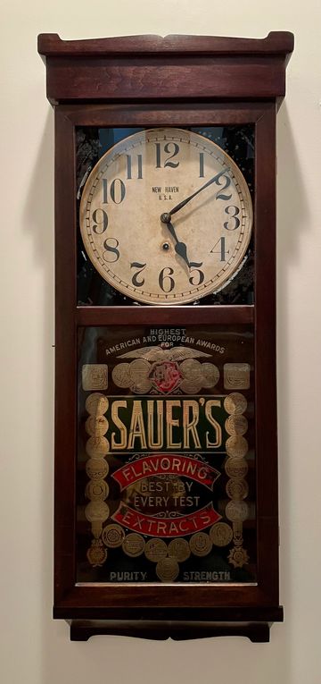 1917 New Haven No. 3043 advertising clock for Sauer's Extracts of Richmond, Virginia.