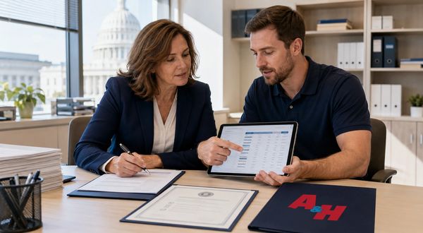 Government staff review serialized reports and destruction records from A&H IT Renew.