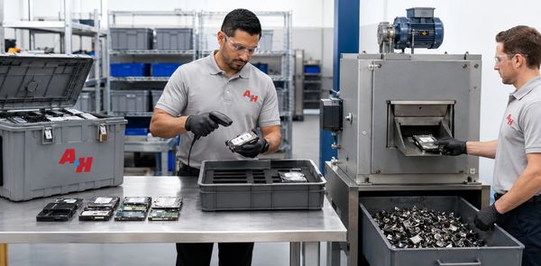A&H IT Renew records and shreds eligible healthcare hard drives at its secure facility.