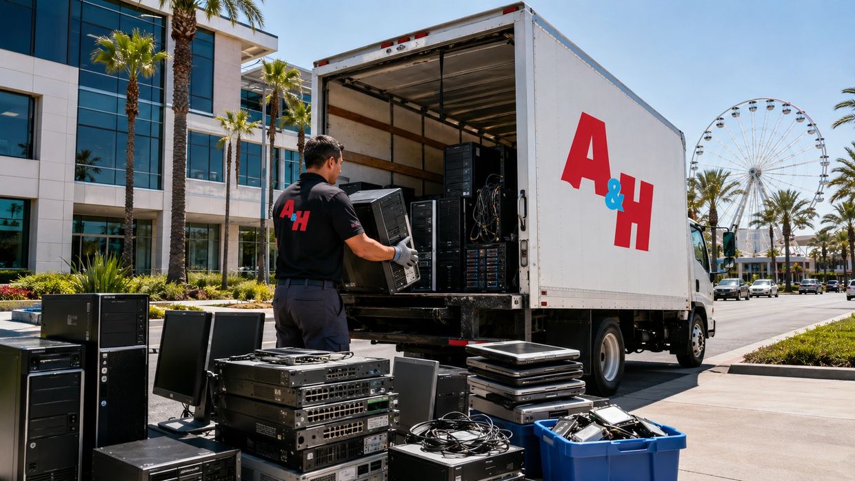 A&H IT Renew collects computers and hard drives for business e-waste recycling in Irvine.