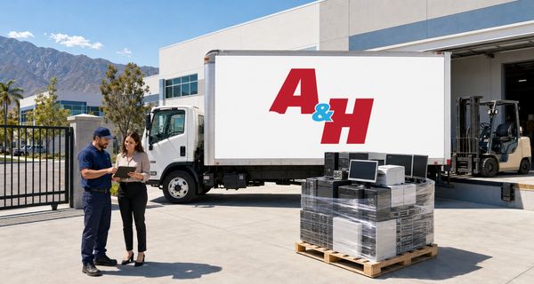 A&H IT Renew stages electronics at one secure Rancho Cucamonga pickup point.