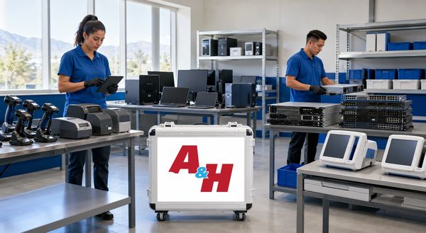Computers, printers, servers, and network equipment are inventoried room by room.
