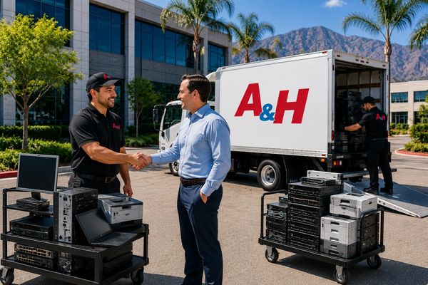 A Riverside business schedules an electronics recycling pickup with A&H IT Renew.