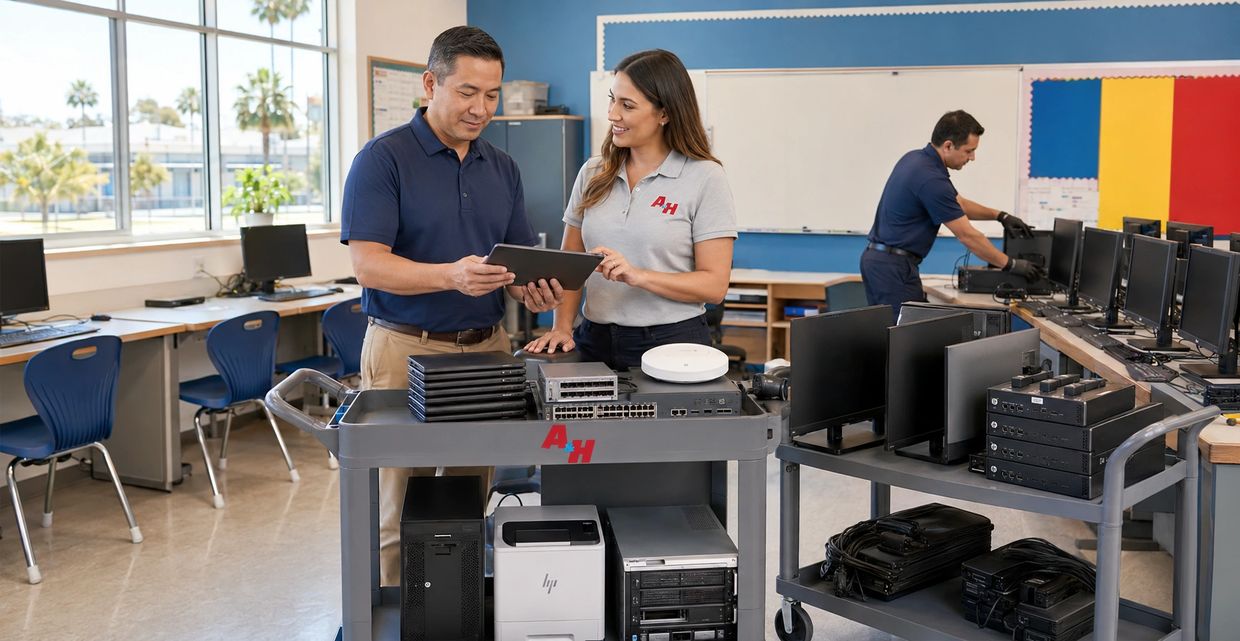A&H IT Renew helps a school organize retired computers and network equipment for recycling.