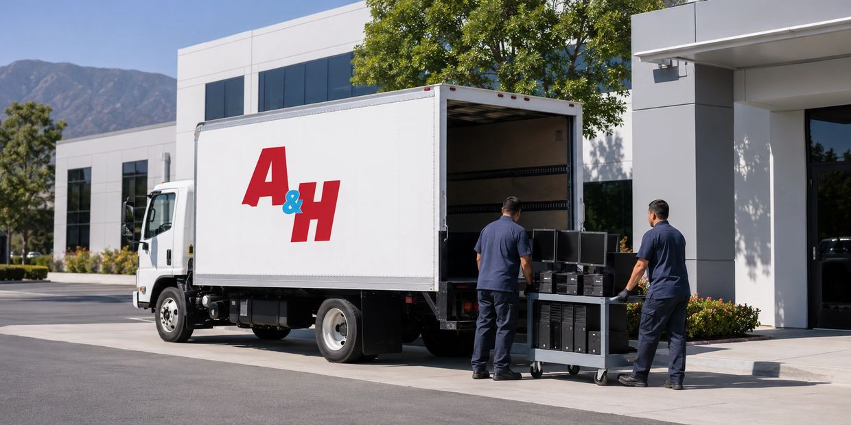 A&H IT Renew truck collecting business computers for recycling in West Covina.