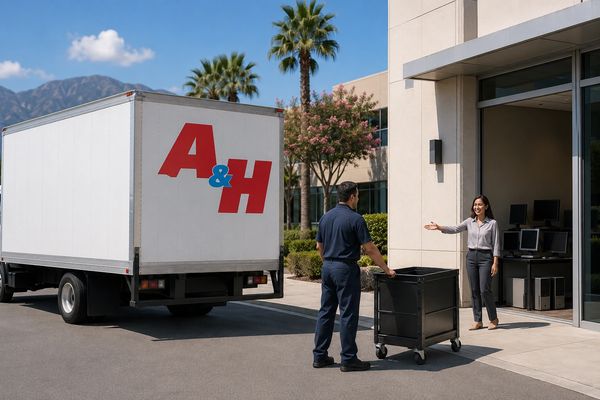 A&H IT Renew arriving for a scheduled business e-waste pickup in West Covina.