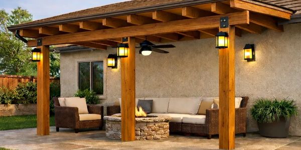 custom attached wood patio cover with finished roof and structure in Fallbrook CA