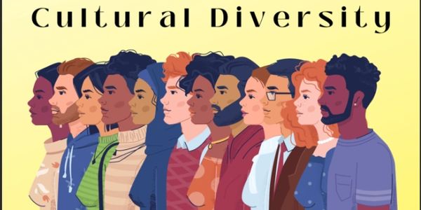Illustration showing diverse people side by side under 'Cultural Diversity' title.