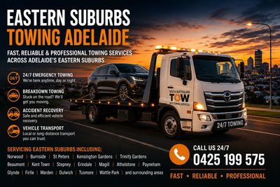 24/7 towing services across Adelaide eastern suburbs including Norwood, Burnside, Magill, Payneham