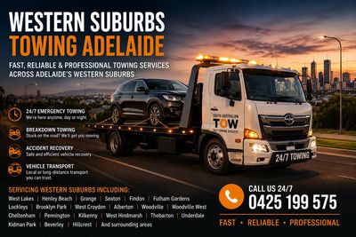 24/7 towing services across Adelaide western suburbs including West Lakes, Henley Beach, Grange, Woo