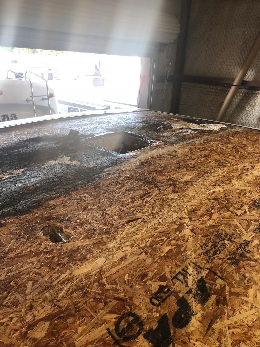 RV roof repairs caused by a water leak on trailer roof