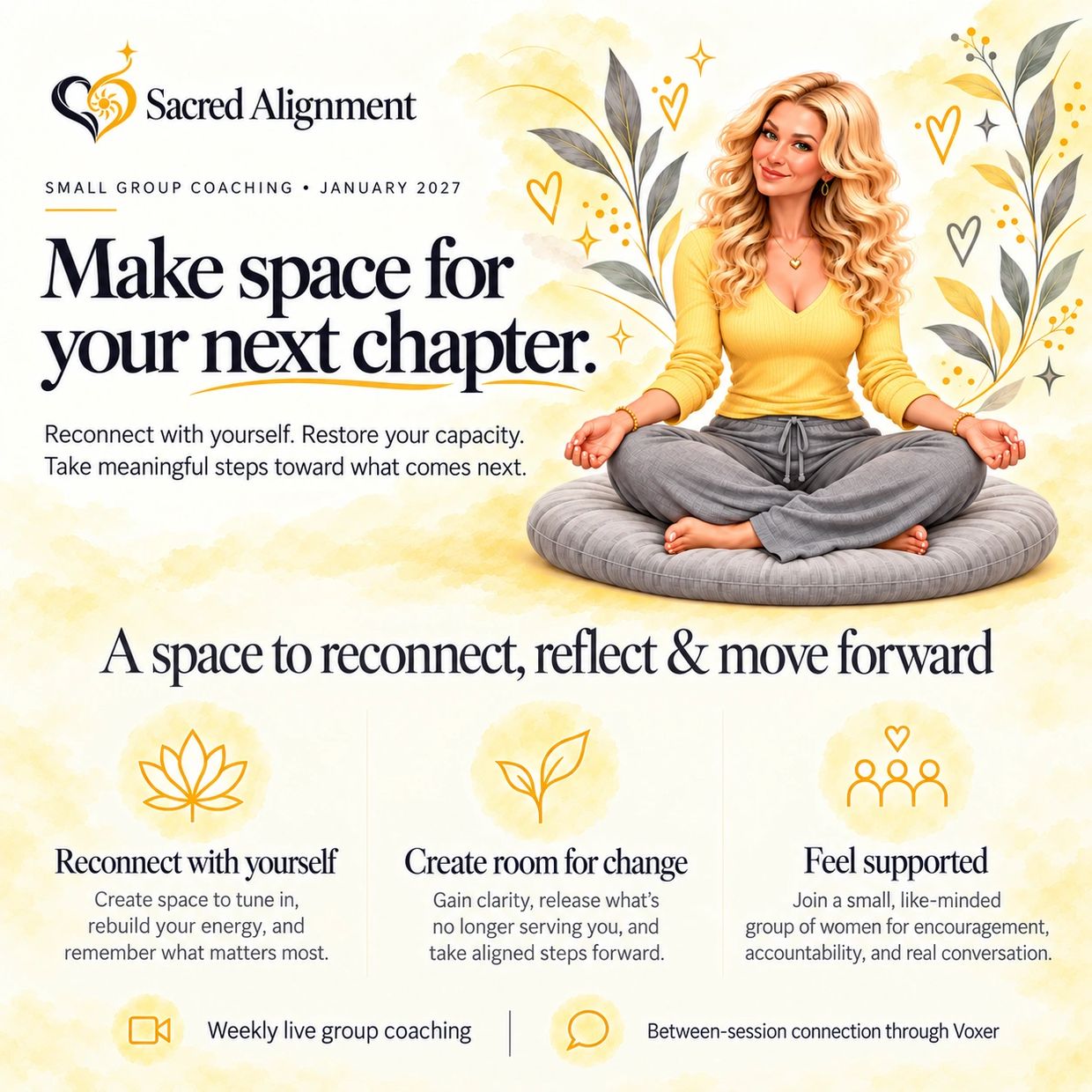 Small group coaching for self-reflection and growth in January 2027.