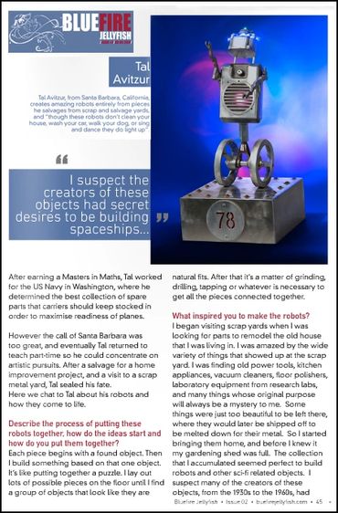 Bluefire Jellyfish Magazine article of Santa Barbara artist Tal Avitzur.
