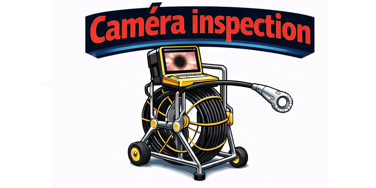 Illustration of a camera inspection device with a screen showing an eye.