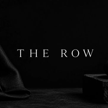Minimalist black and white image with 'THE ROW' text.