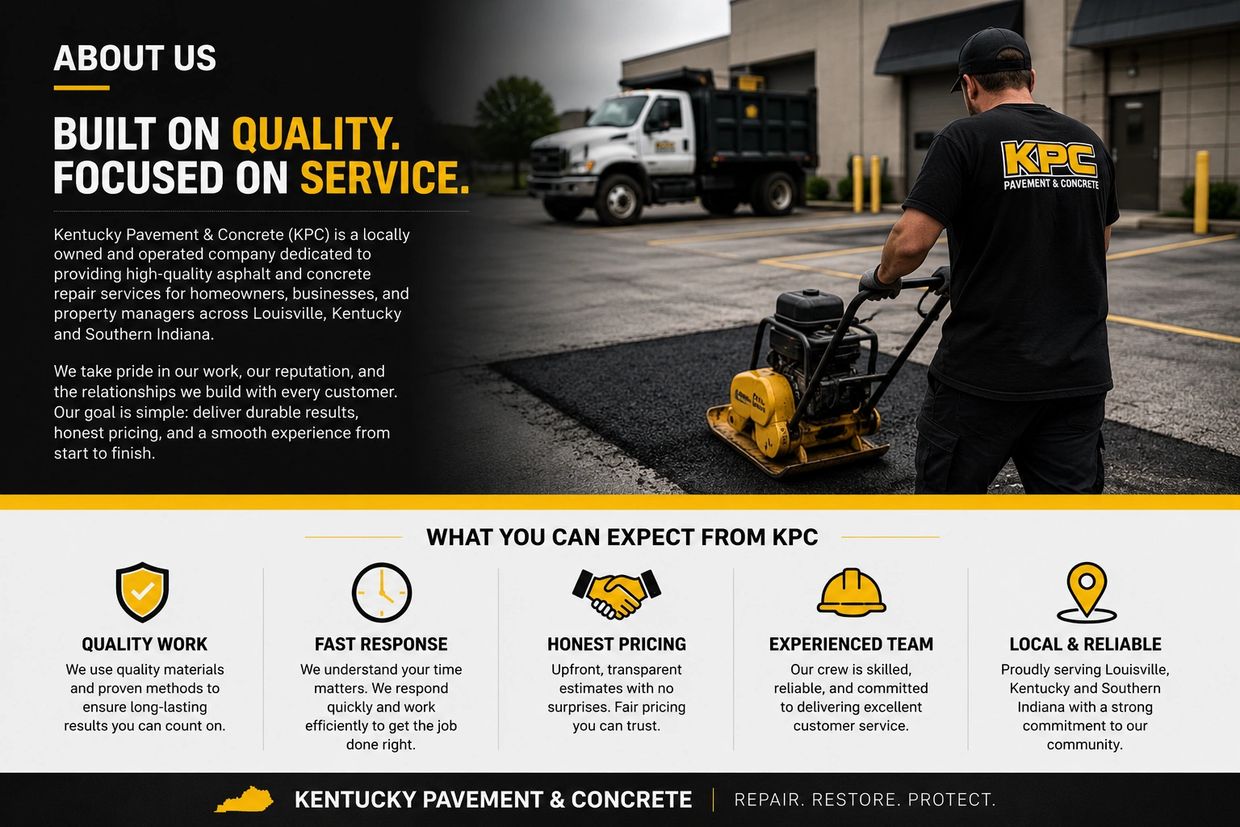 Kentucky Pavement &amp; Concrete showcases quality asphalt repair with a skilled team focused on service and reliability.
