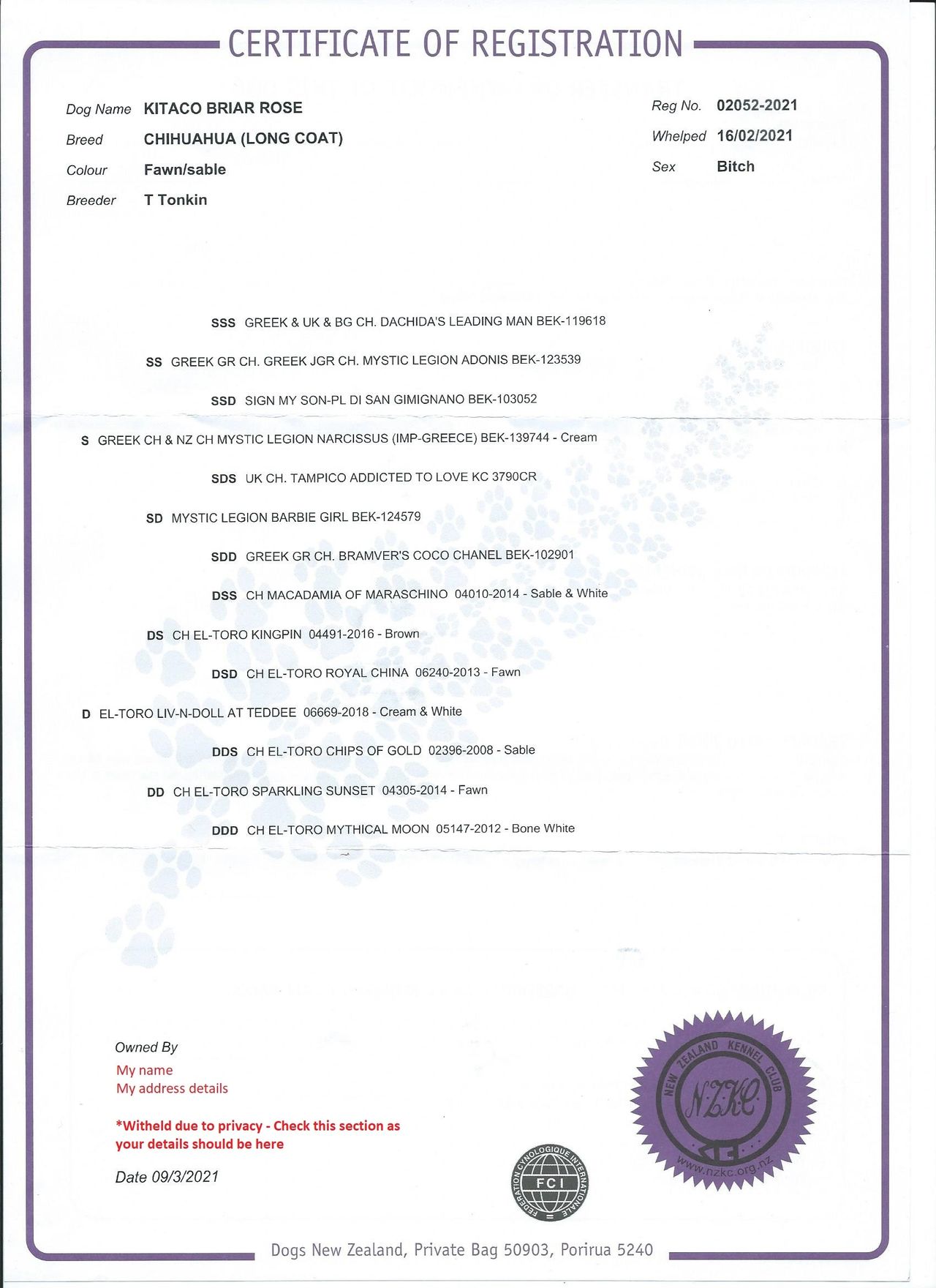 Kennel Club Papers atelieryuwa.ciao.jp