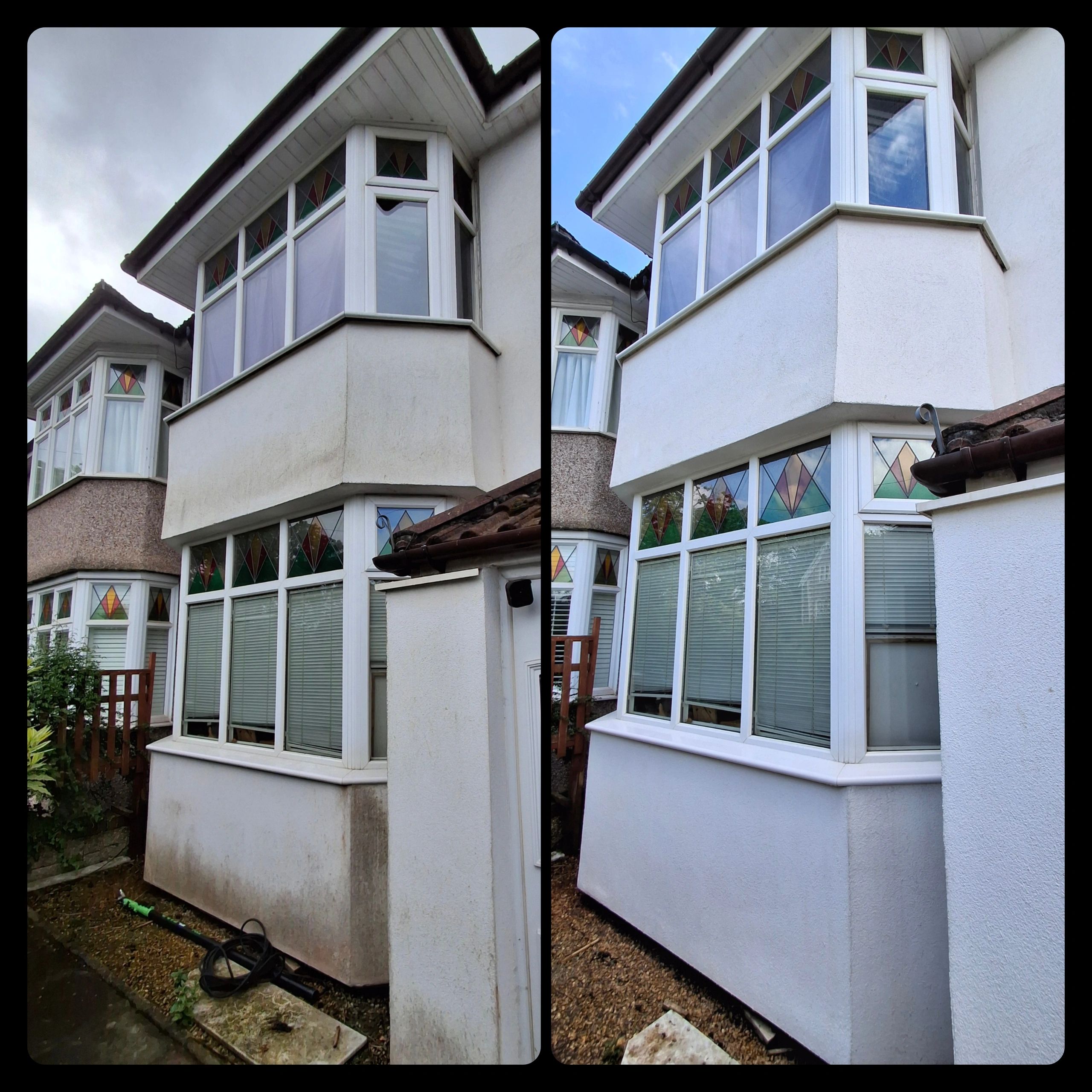 Professional render cleaning before and after in Bristol, Somerset