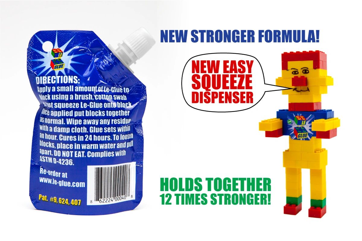 Le-Glue with a new easy squeeze dispenser and stronger formula.