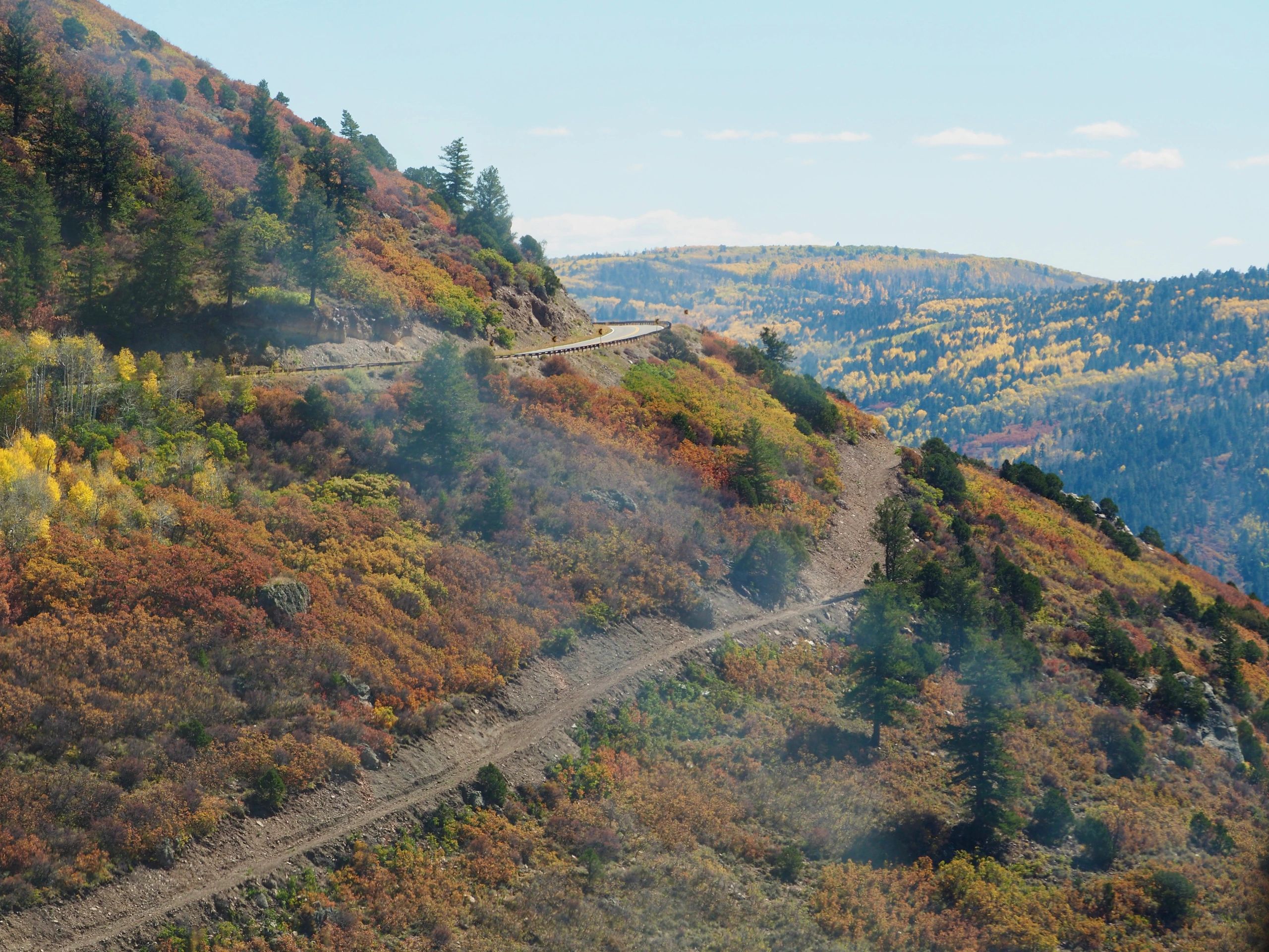 Road above the north rim of the Black Canyon of the Gunnison. Jeep road below.