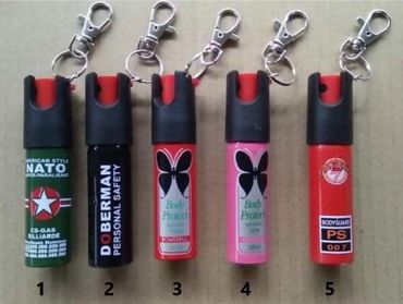 Five kinds of keychain pepper sprays