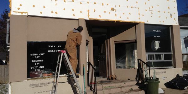 Front facelift renovation for commercial building in Port Dalhousie, Ontario.
