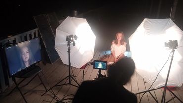 Amaris DuMars sits for a mysterious beauty shot for "Jack Hardy's Guide to Blackjack".