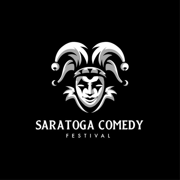 Logo for Saratoga Comedy Festival featuring a jester's face.