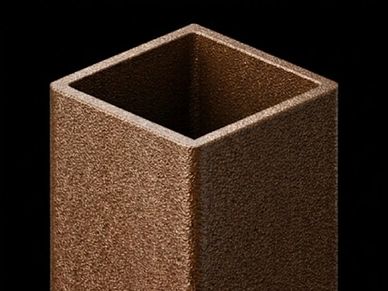 Textured brown rectangular hollow object.