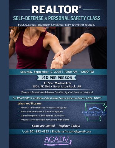 Flyer for a REALTOR self-defense and personal safety class on September 12, 2026.