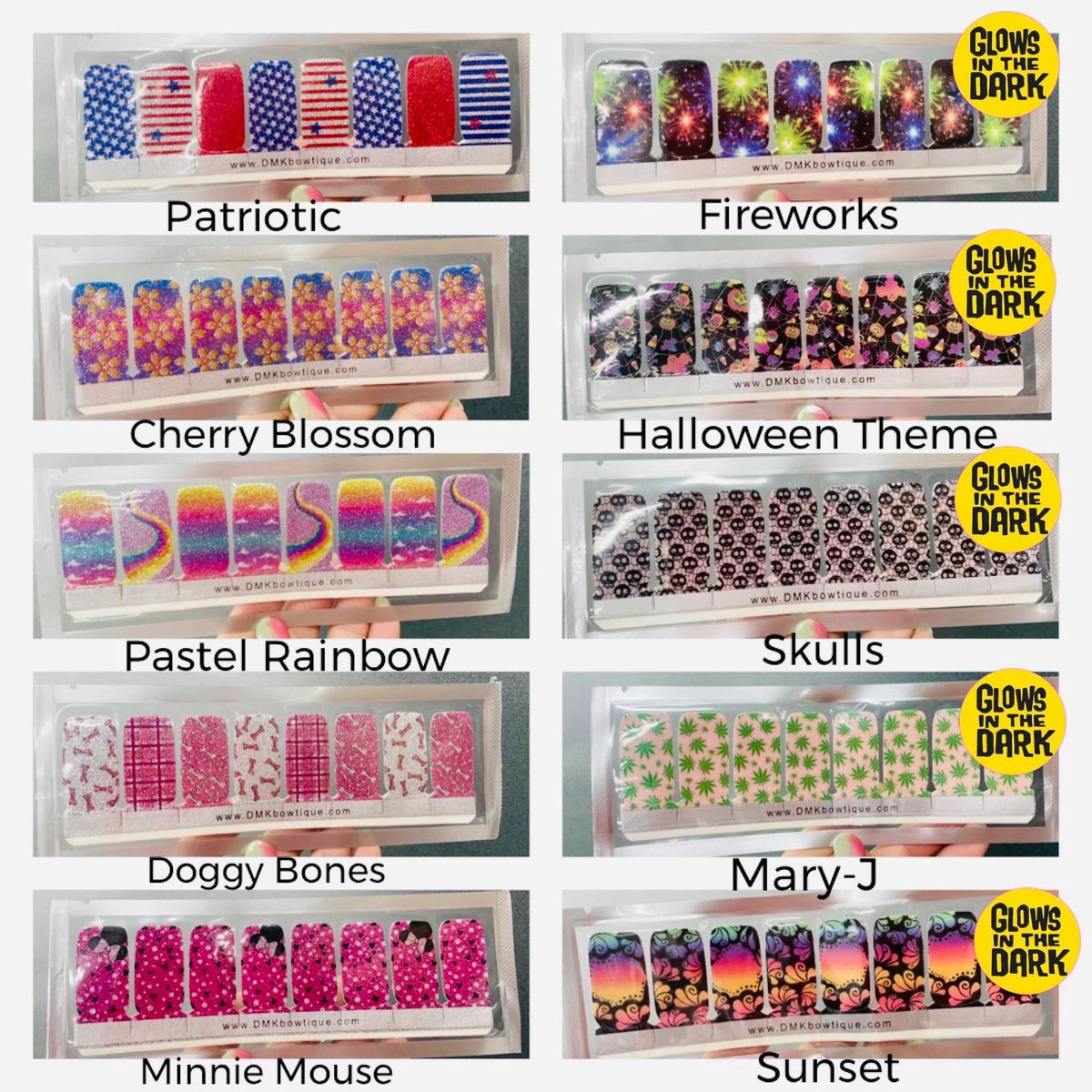 NEW DESIGNS!!! Pet Nail Polish Wraps GLOW in the dark!