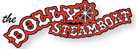 DOLLY STEAMBOAT text logo in red and white.