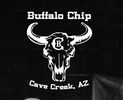 Buffalo Chip logo with skull and horns.