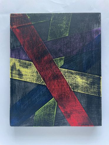 June 14, 2024, acrylic and latex paint on wood,  10x8x1 in. 