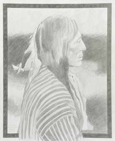 Chief Iron Tail, 2025, graphite on paper, 17x14 in.
