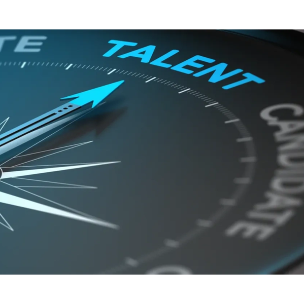 Compass needle pointing to the word 'TALENT' among 'CANDIDATE' labels.