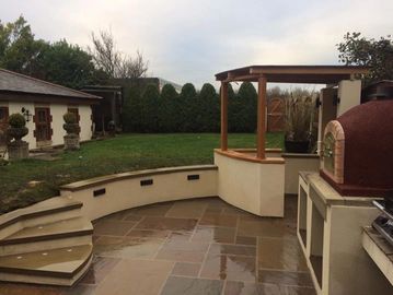 landscaping project. Outdoor pizza oven