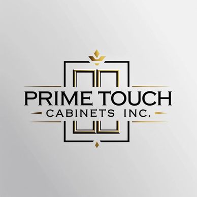 Elegant logo for Prime Touch Cabinets Inc. with gold and black accents.