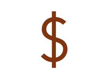 Brown dollar sign symbol on white background.