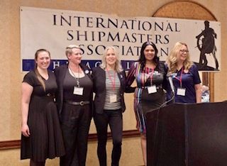 Maritime Women Making Waves Board/photo courtesy of Captain Kelli Kovach Captain Katie Paul Captain Diamond Gibbs Jennifer Angonne Danica Uzelac Boat safe chicago education women in maritime 