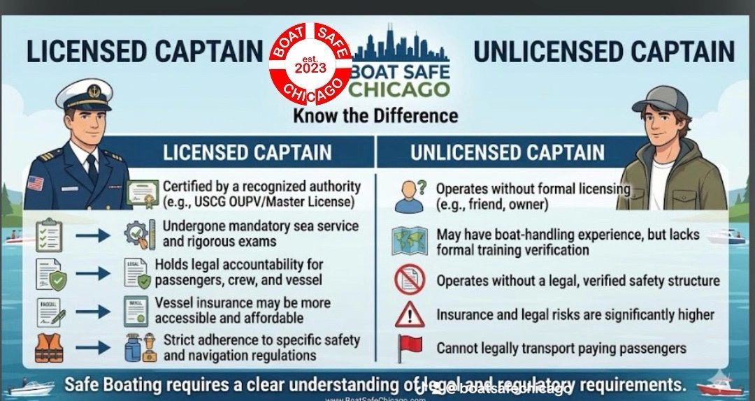 mage generated in collaboration with Bard AI Google/courtesy of Boat Safe Chicago charter captain selecting a captain boat safety boat captain licensed captain safe captain unlicensed captain dangers