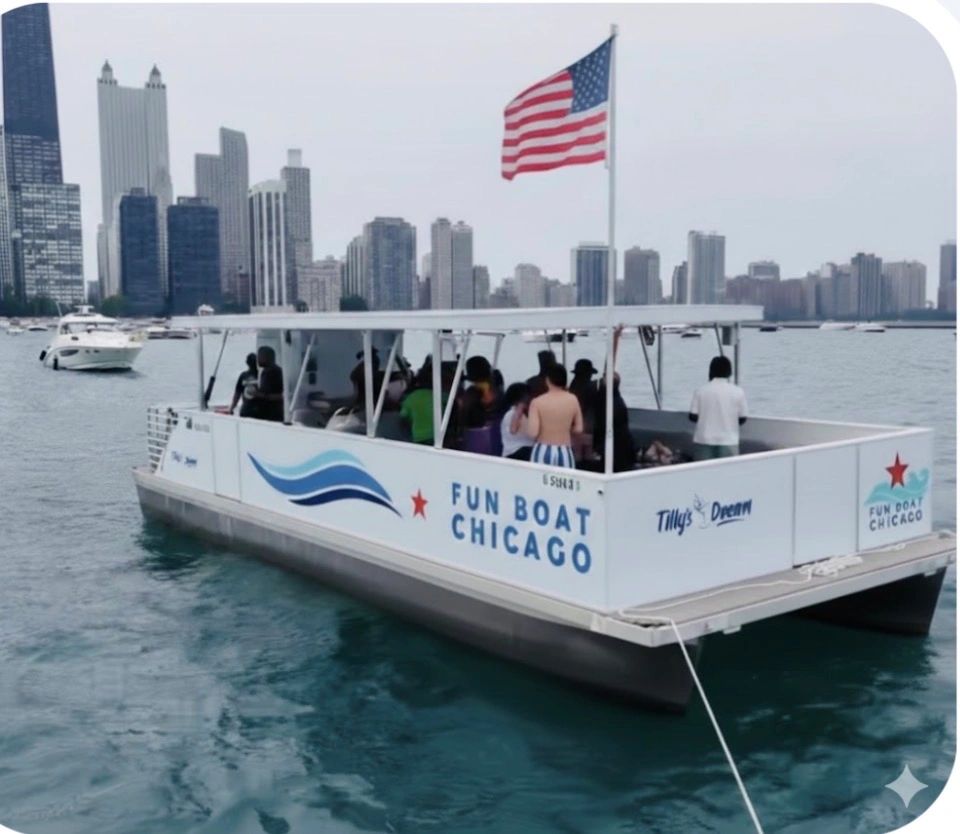 Tilly's Dream in the Playpen/Photo courtesy of Boat Safe Chicago Funboat charter bachelor party bachelorette party special event cruise charter party boat