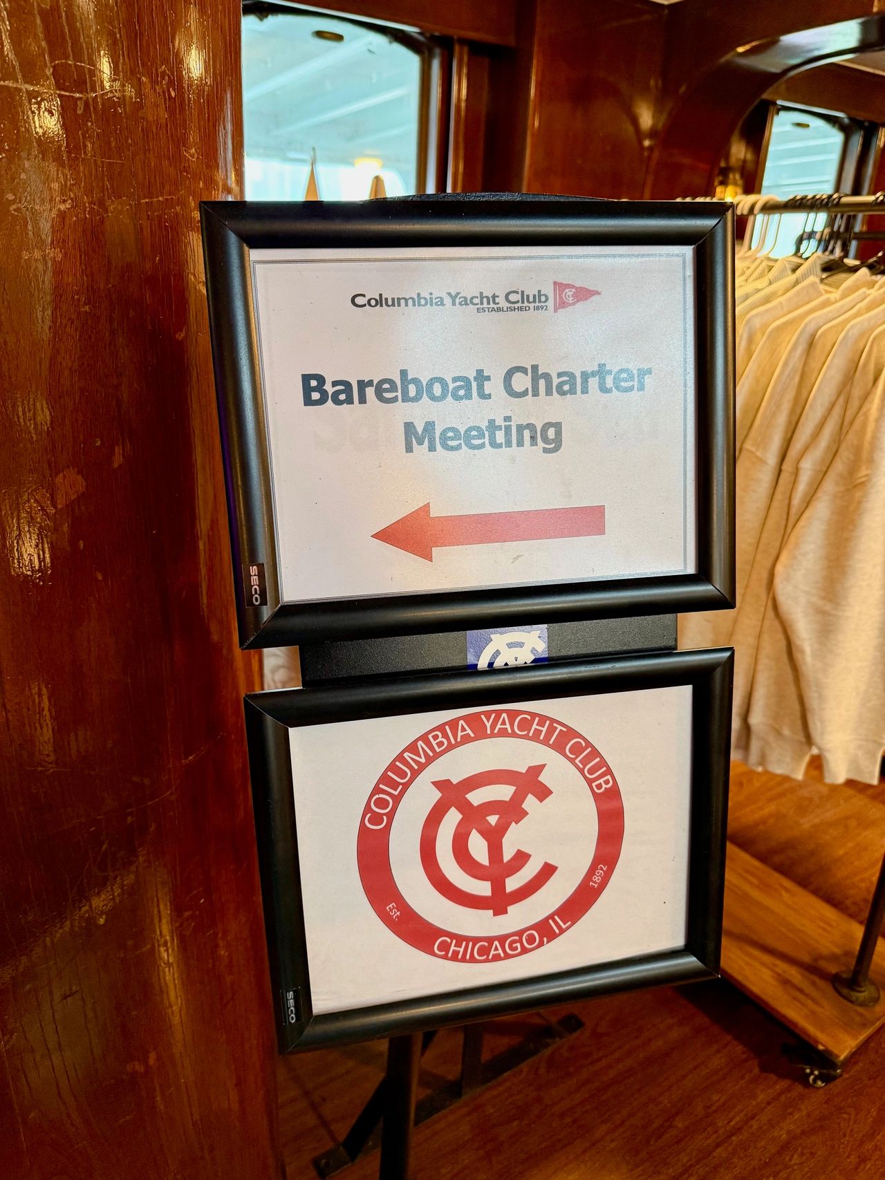 Event Signage/photo courtesy of Boat Safe Chicago columbia yacht club bareboat meeting bareboat workshop chicago harbor safety committee chsc shipmasters chicago shipmasters illinois shipmasters