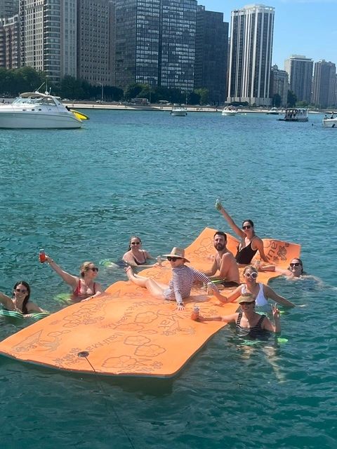 Summer in the Playpen/photo courtesy of Chowder boat charter charterboat boat safety playpen playpen chicago charter lake michigan tilly's tillys dream funboat