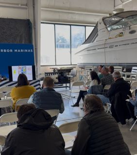 Engaged Students at the Safe Harbors Great Lakes Class/photo courtesy of Boat Safe Chicago b oat safety class safe harbor great lakes boating safety 101 Michigan DNR Muskegon county sheriff
