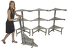 1 shelving in the transport mode and 3 mounted ready to use�