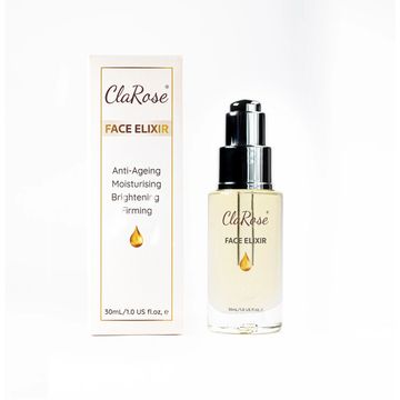 ClaRose Face Elixir skincare product with box packaging.