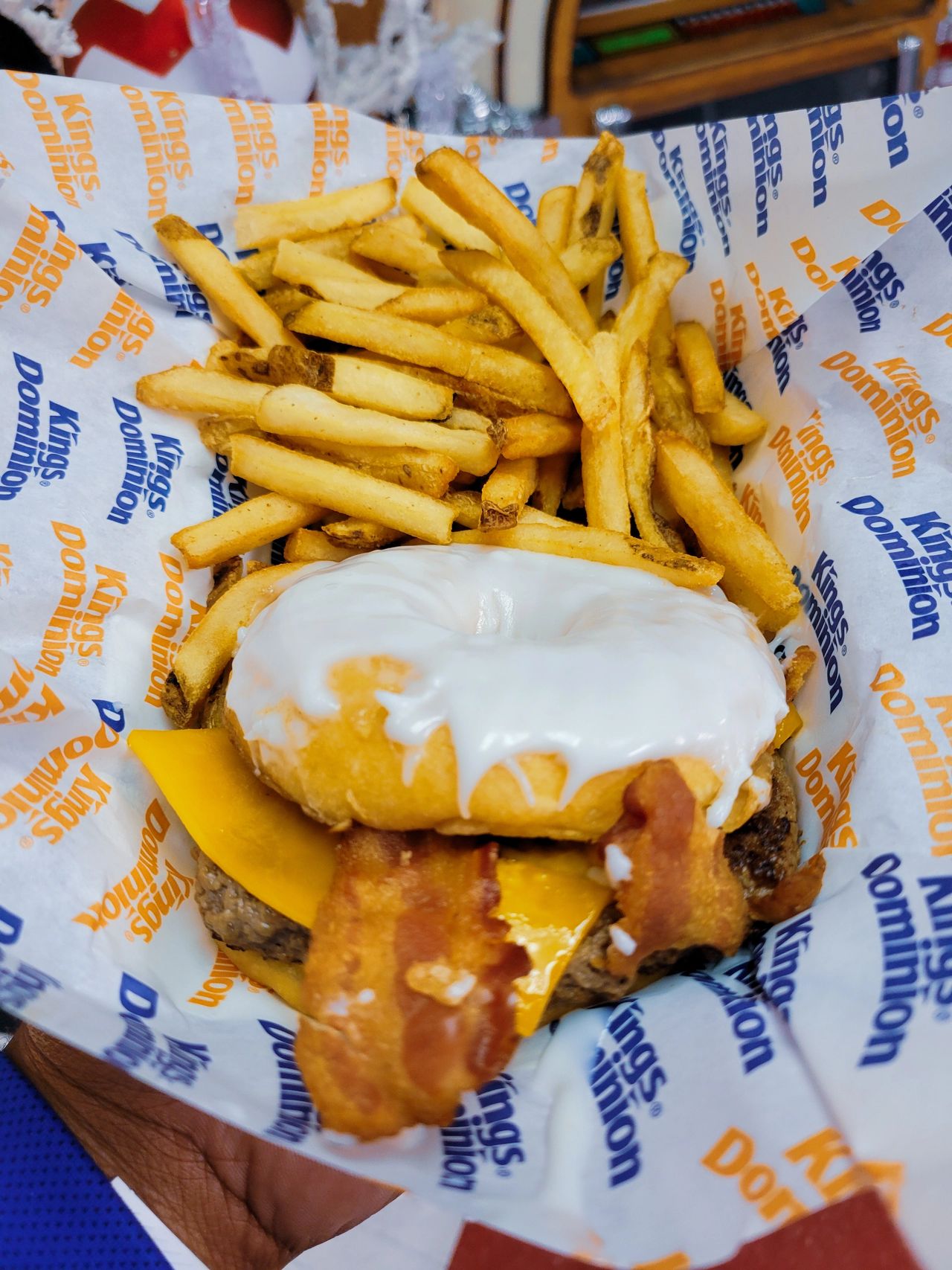 Kings Dominion WinterFest (Donut Burger)- Photo Credit: TallTravelEats