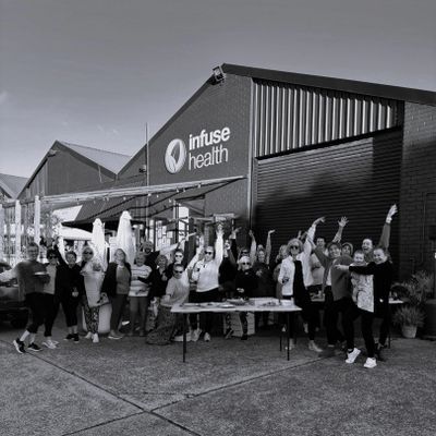 Photo of members celebrating outside the studio after a workshop